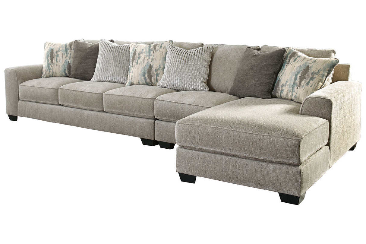 Ardsley Pewter 3-Piece Large RAF Chaise Sectional