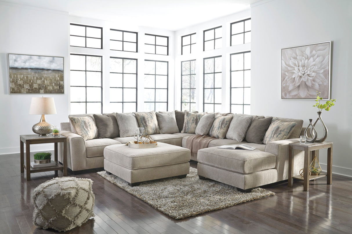 Ardsley Pewter 4-Piece Large RAF Chaise Sectional