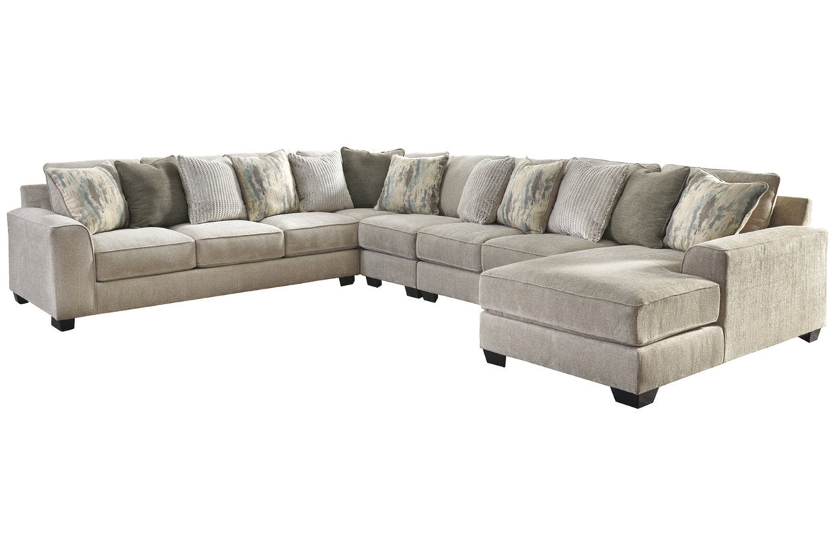 Ardsley Pewter 5-Piece Large RAF Chaise Sectional