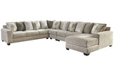 Ardsley Pewter 5-Piece Large RAF Chaise Sectional