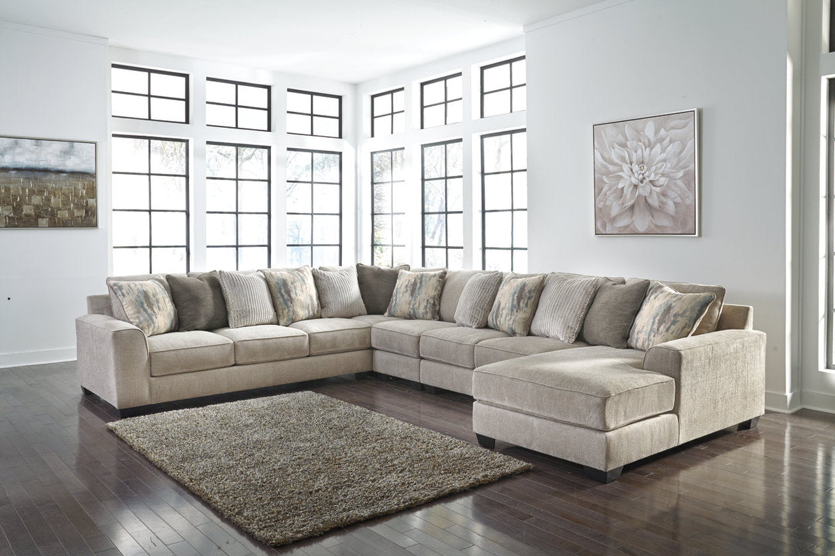 Ardsley Pewter 5-Piece Large RAF Chaise Sectional