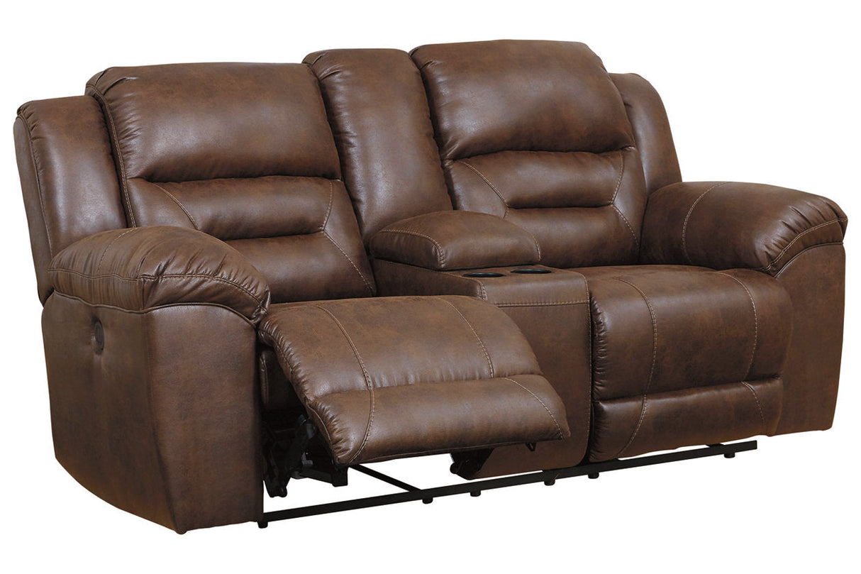 Stoneland Chocolate Power Reclining Loveseat with Console