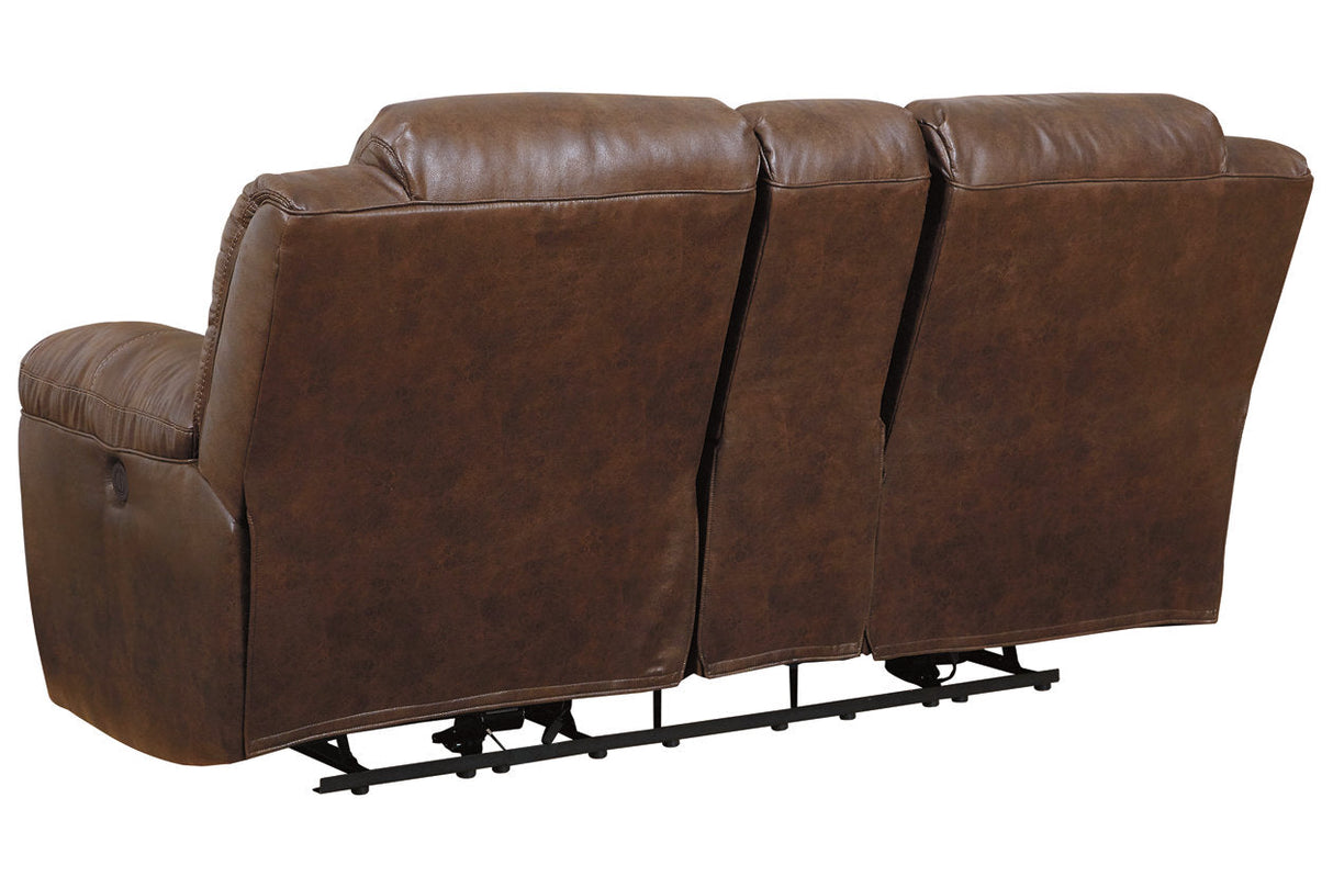 Stoneland Chocolate Reclining Loveseat with Console