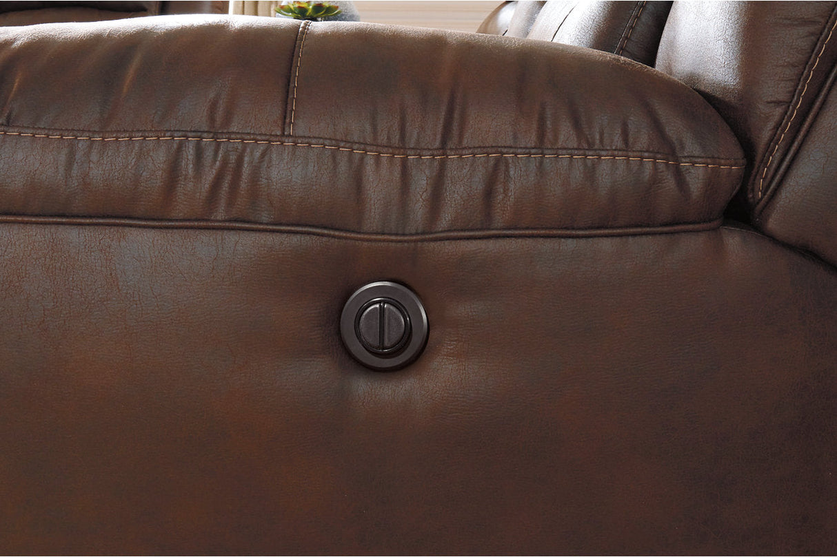 Stoneland Chocolate Power Reclining Loveseat with Console