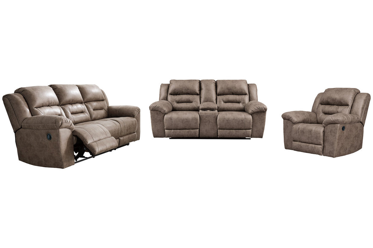 Stoneland Fossil Reclining Sofa, Loveseat and Recliner