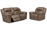 Stoneland Fossil Reclining Loveseat and Power Recliner