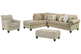 Dovemont Putty 2-Piece Sectional with Chaise, Chair and Ottoman