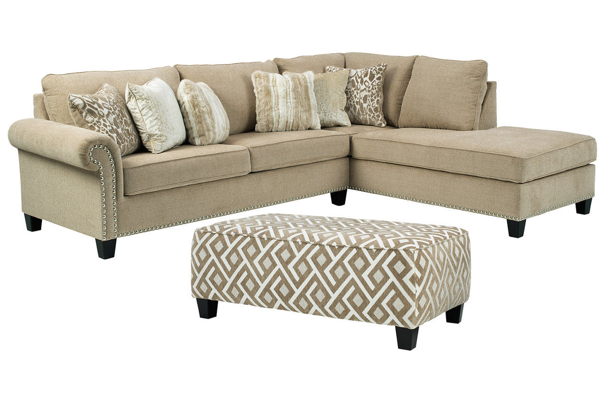 Dovemont Putty 2-Piece Sectional with Ottoman