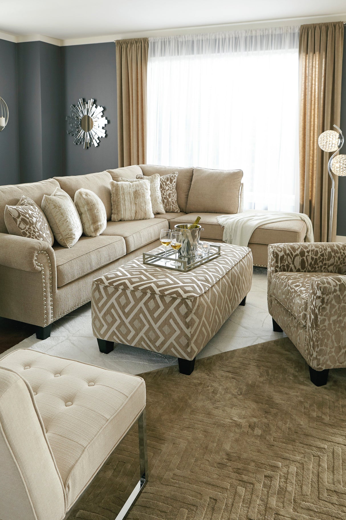 Dovemont Putty 2-Piece RAF Chaise Sectional