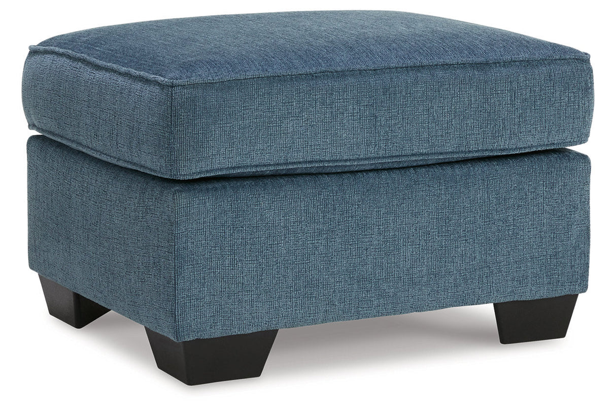 Cashton Blue Sofa, Loveseat, Chair and Ottoman