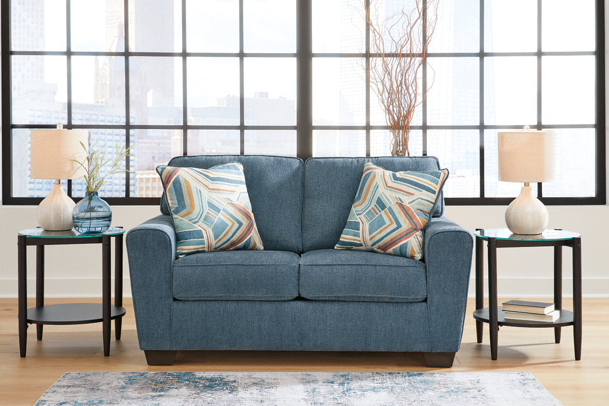 Cashton Blue Sofa, Loveseat, Chair and Ottoman