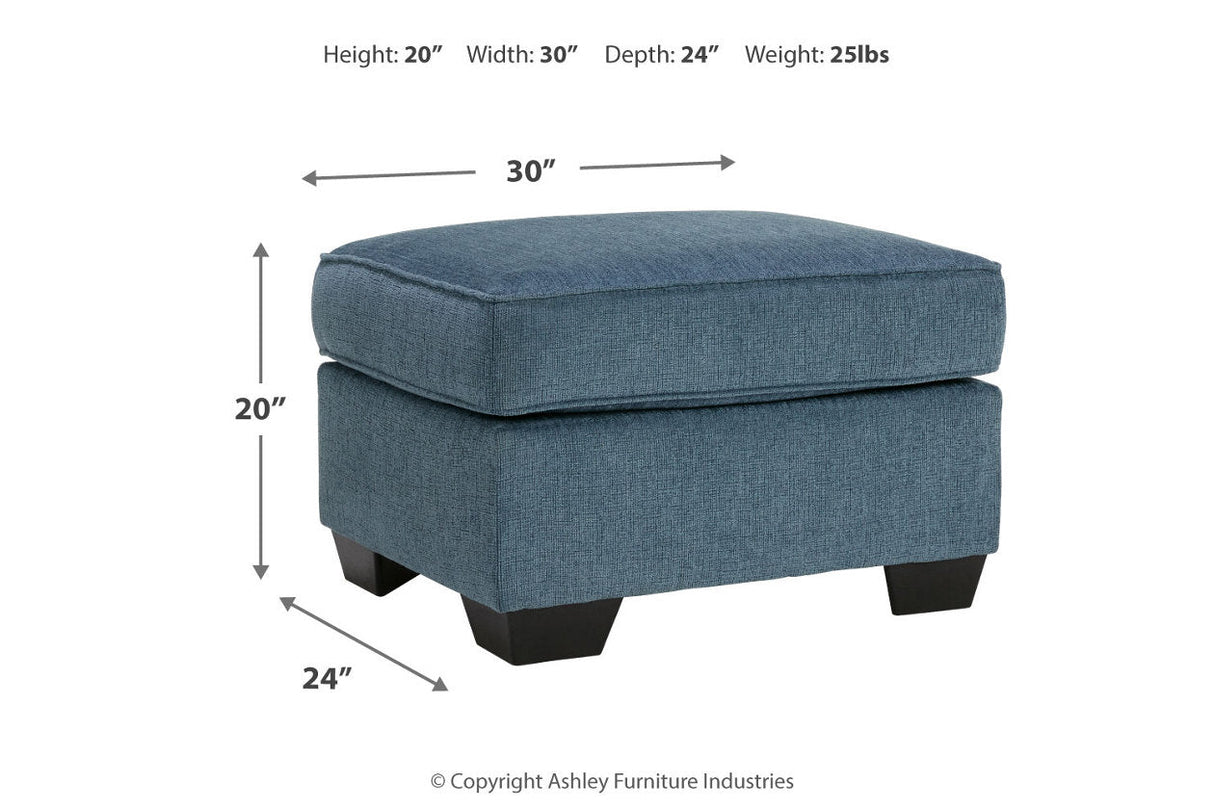 Cashton Blue Sofa, Loveseat, Chair and Ottoman