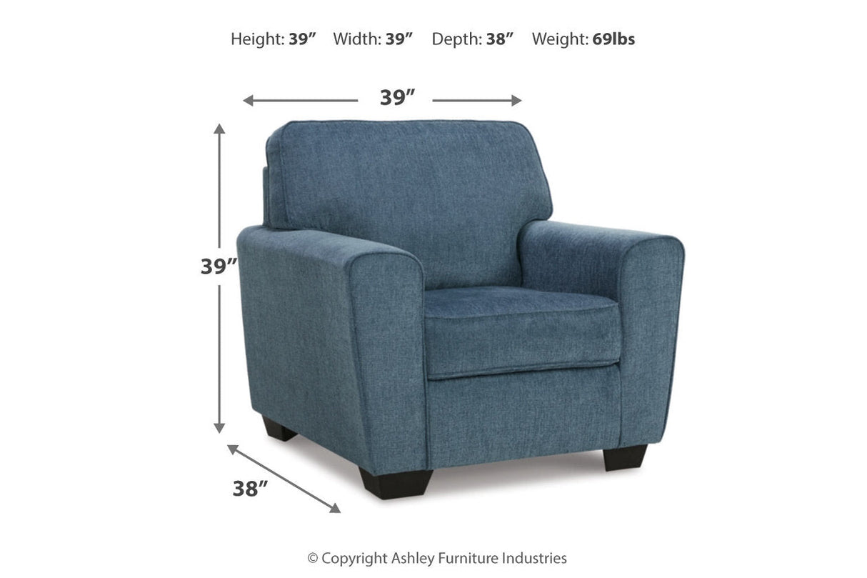 Cashton Blue Chair and Ottoman