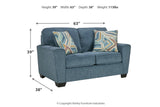 Cashton Blue Sofa, Loveseat, Chair and Ottoman