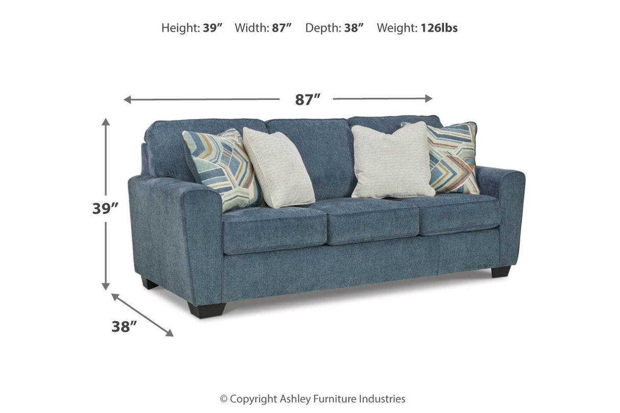 Cashton Blue Sofa, Loveseat, Chair and Ottoman