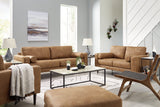 Telora Caramel Sofa, Loveseat, Chair and Ottoman