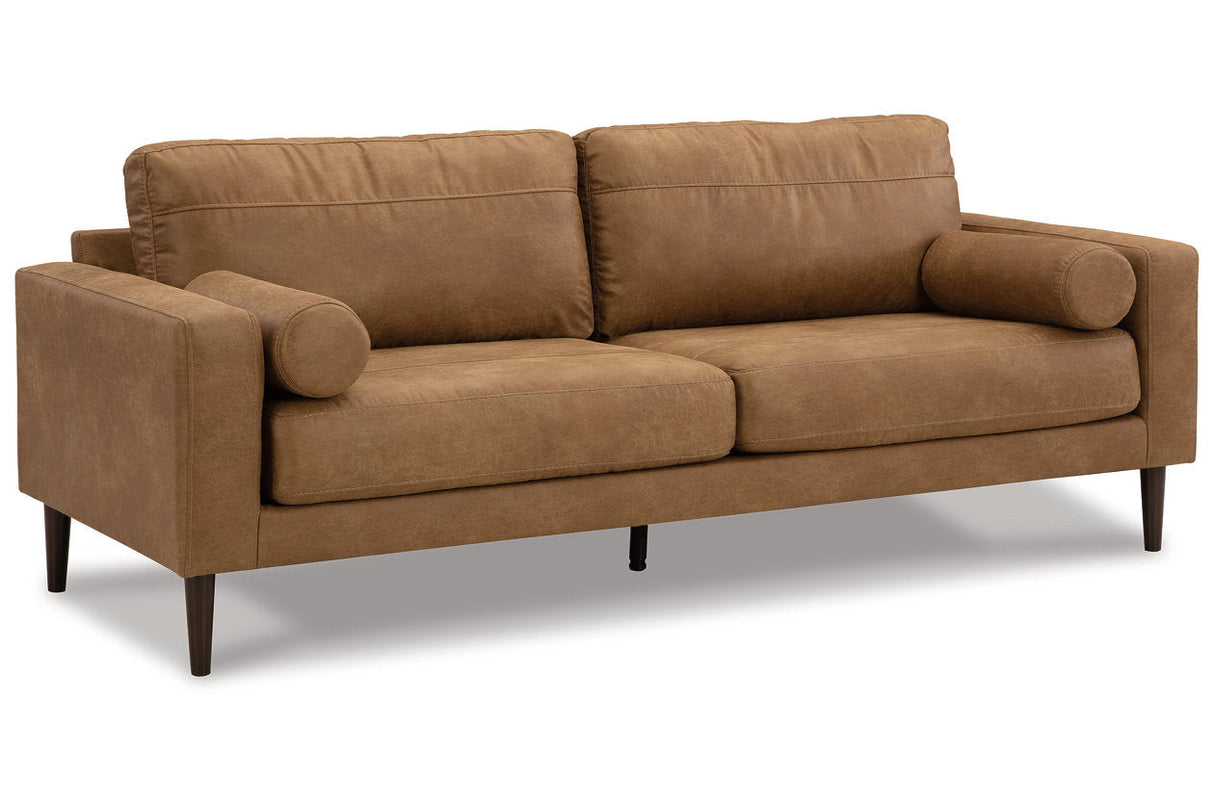 Telora Caramel Sofa and Loveseat