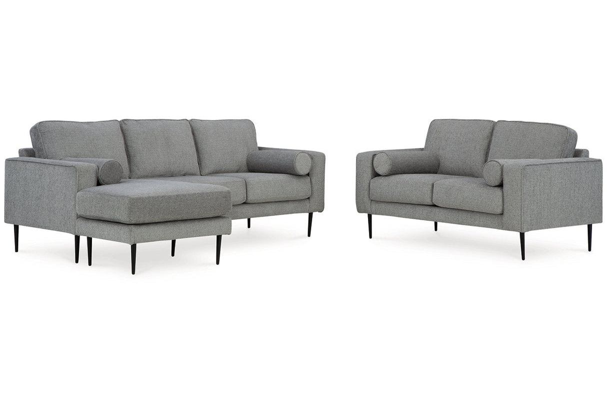 Hazela Charcoal Sofa Chaise and Loveseat