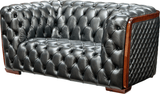415 Gray Top-Grain Leather Loveseat