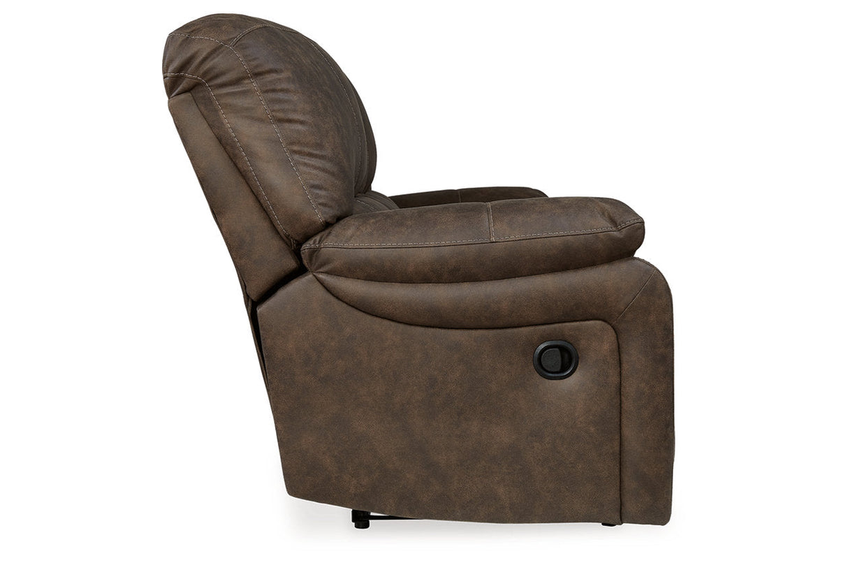 Kilmartin Chocolate Reclining Sofa, Loveseat and Recliner