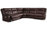 Punch Up Walnut 5-Piece Power Reclining Sectional