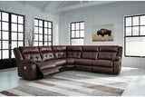 Punch Up Walnut 5-Piece Power Reclining Sectional