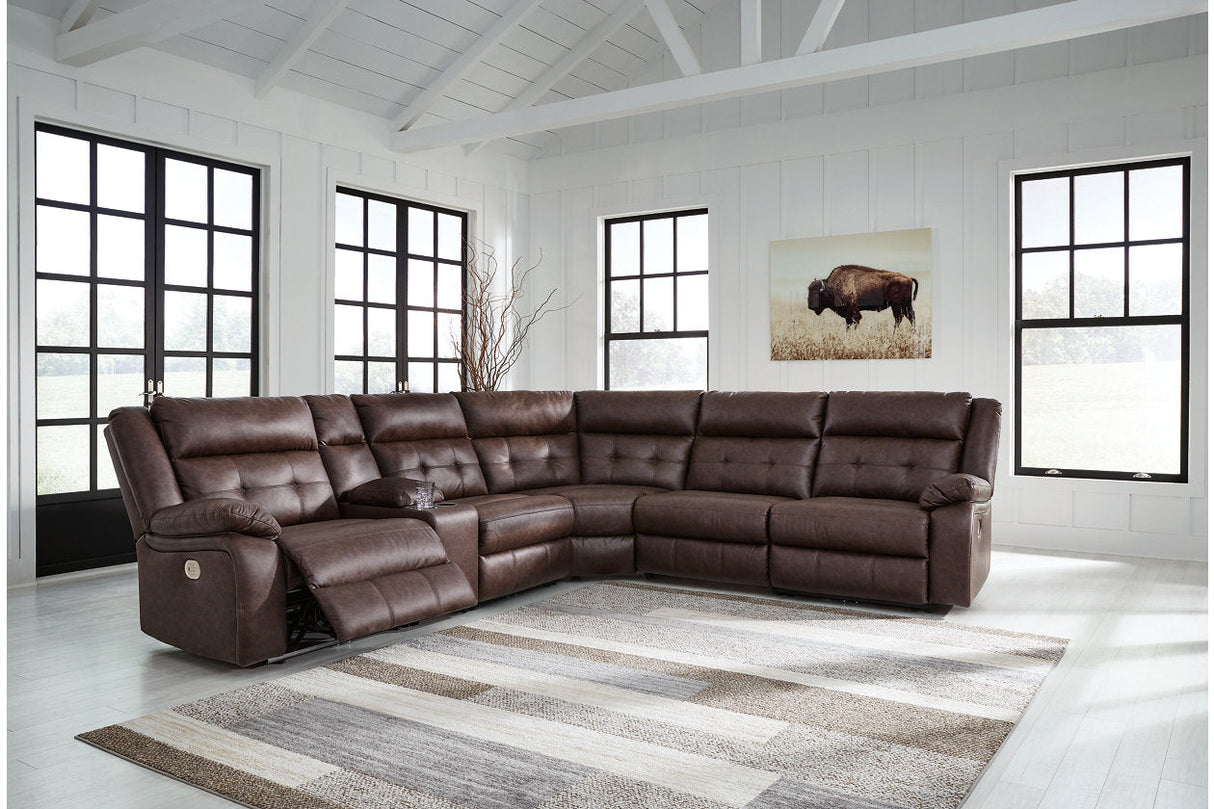 Punch Up Walnut 6-Piece Power Reclining Sectional