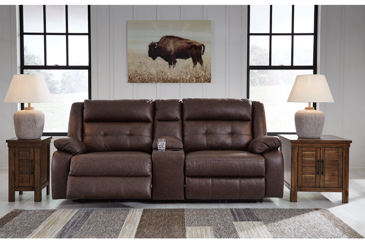 Punch Up Walnut 3-Piece Power Reclining Sectional Loveseat with Console