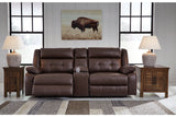 Punch Up Walnut 3-Piece Power Reclining Sectional Loveseat with Console