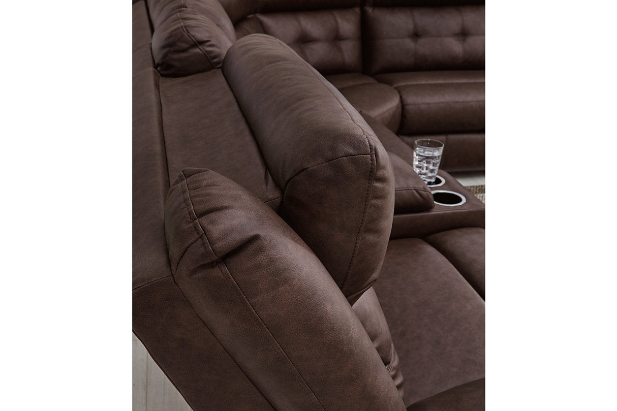 Punch Up Walnut 6-Piece Power Reclining Sectional