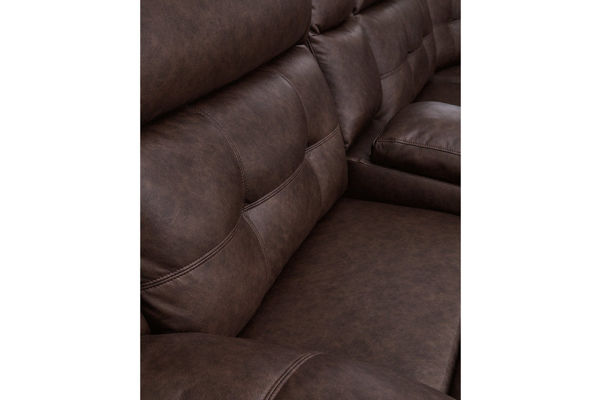 Punch Up Walnut 2-Piece Power Reclining Sectional Loveseat