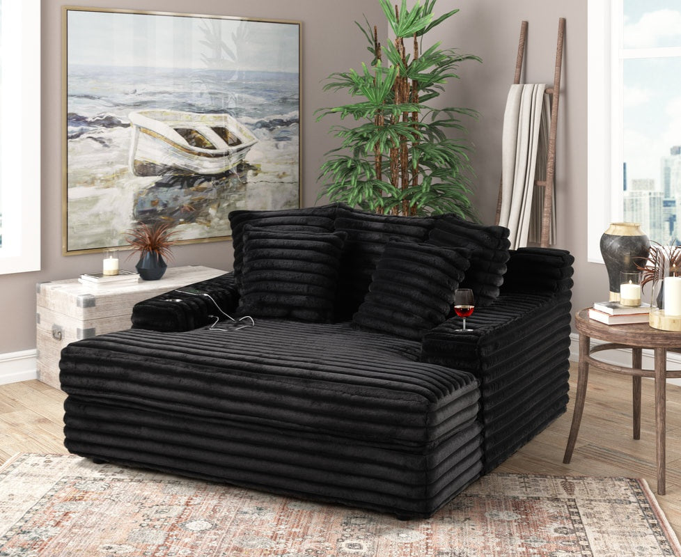 Best Selling Black Chaise Lounge Oversized 4400 by Happy Homes - Eve Furniture