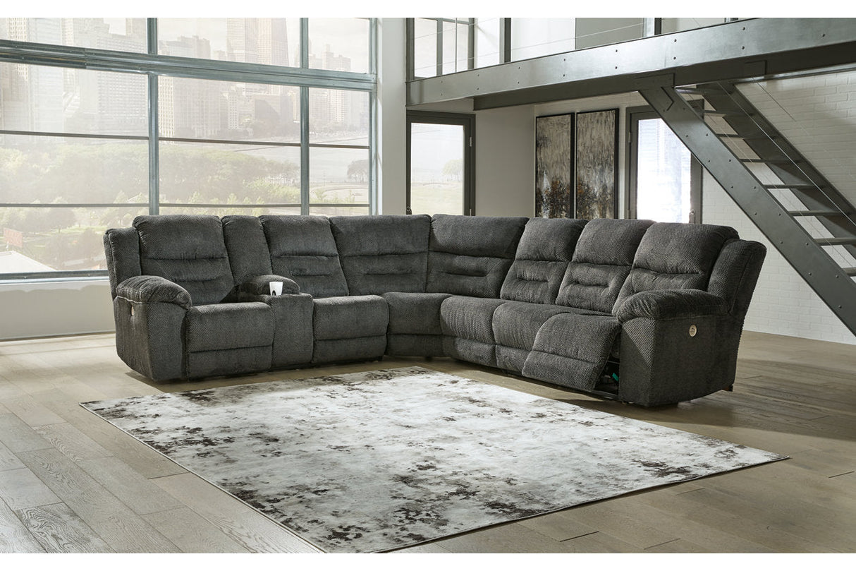 Nettington Smoke 4-Piece Power Reclining Sectional