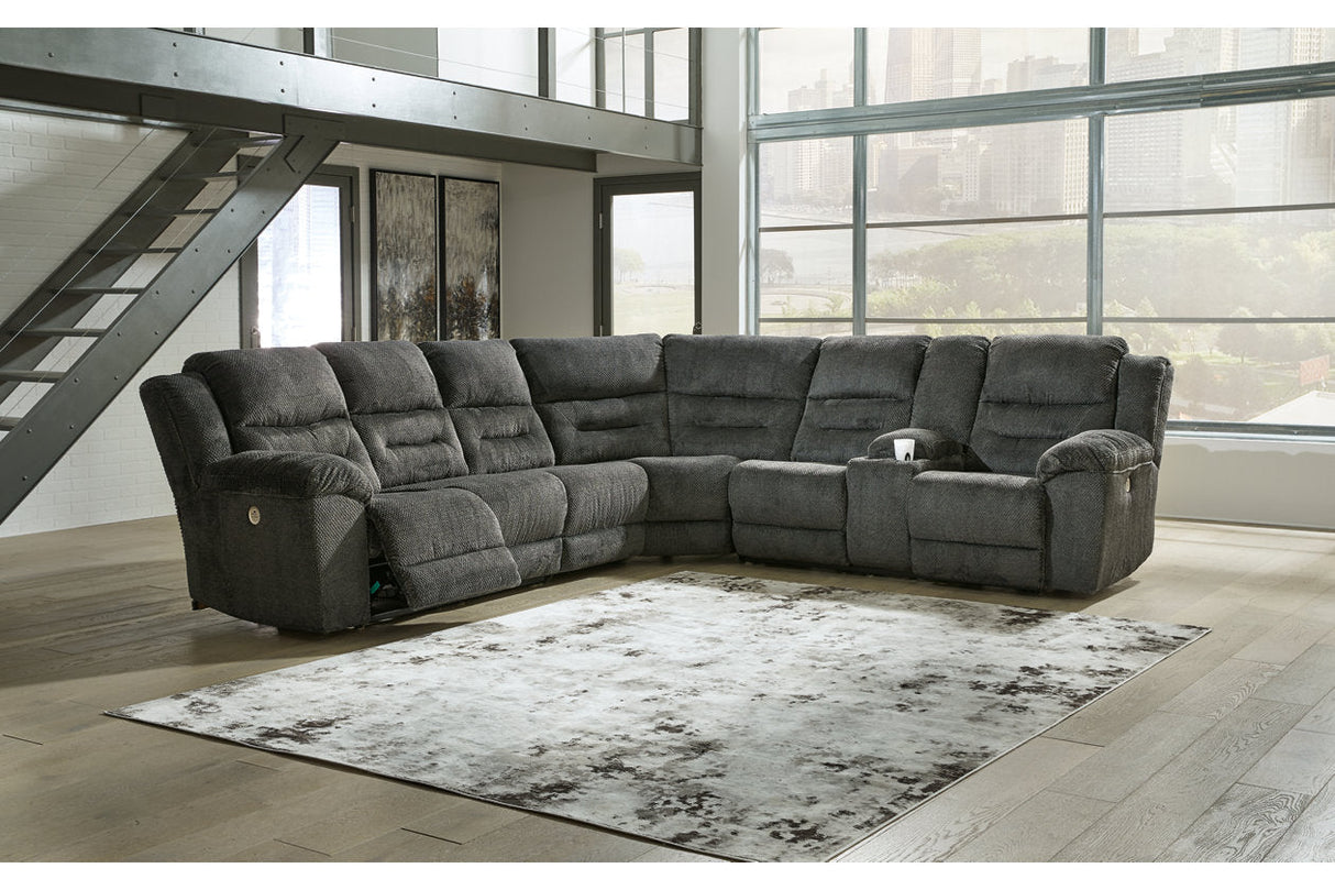 Nettington Smoke 4-Piece Power Reclining Sectional