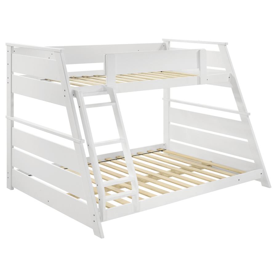 Holden White Wood Veneer Twin Over Full Bunk Bed by Coaster at Eve Furniture
