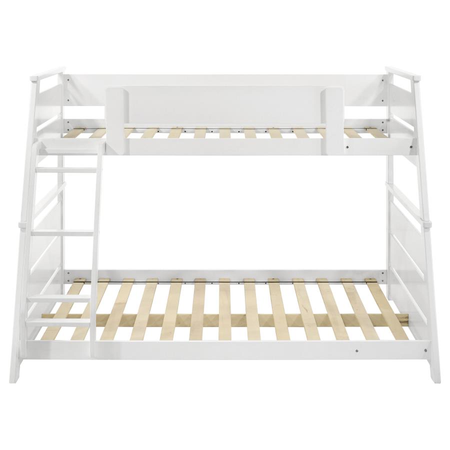 Holden White Wood Veneer Twin Over Full Bunk Bed by Coaster at Eve Furniture