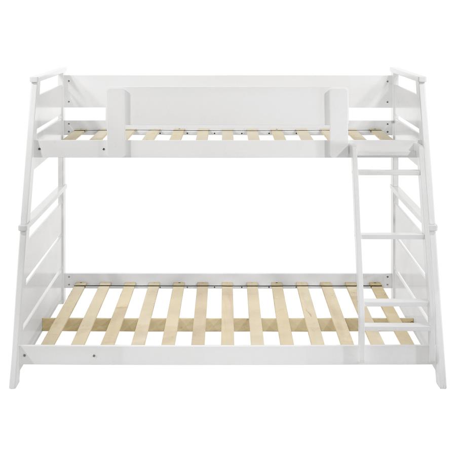 Holden White Wood Veneer Twin Over Full Bunk Bed by Coaster at Eve Furniture