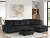 Heights Black Reversible Sectional & Storage Ottoman by Happy Homes at Eve Furniture