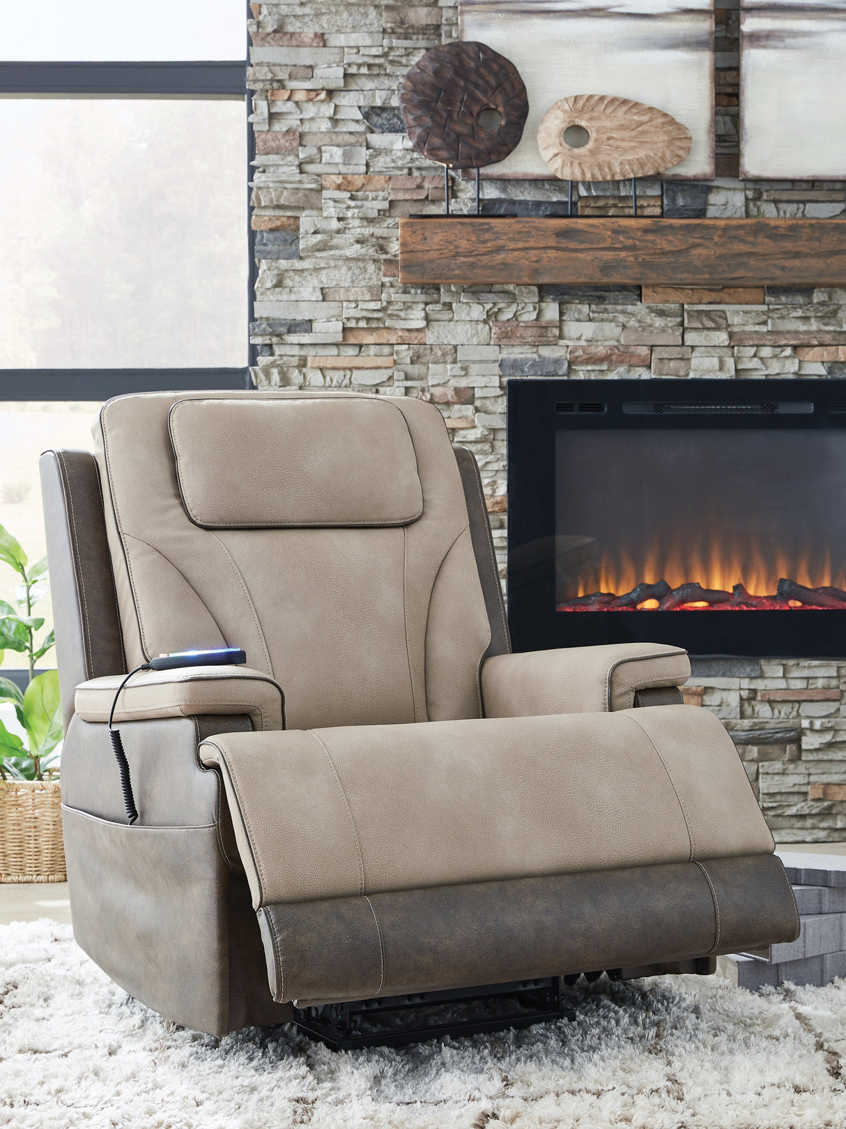 4Z-Peaceful Pause Sand Power Lift Recliner by Ashley at Eve Furniture