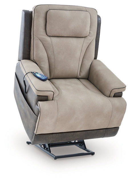 4Z-Peaceful Pause Sand Power Lift Recliner by Ashley at Eve Furniture