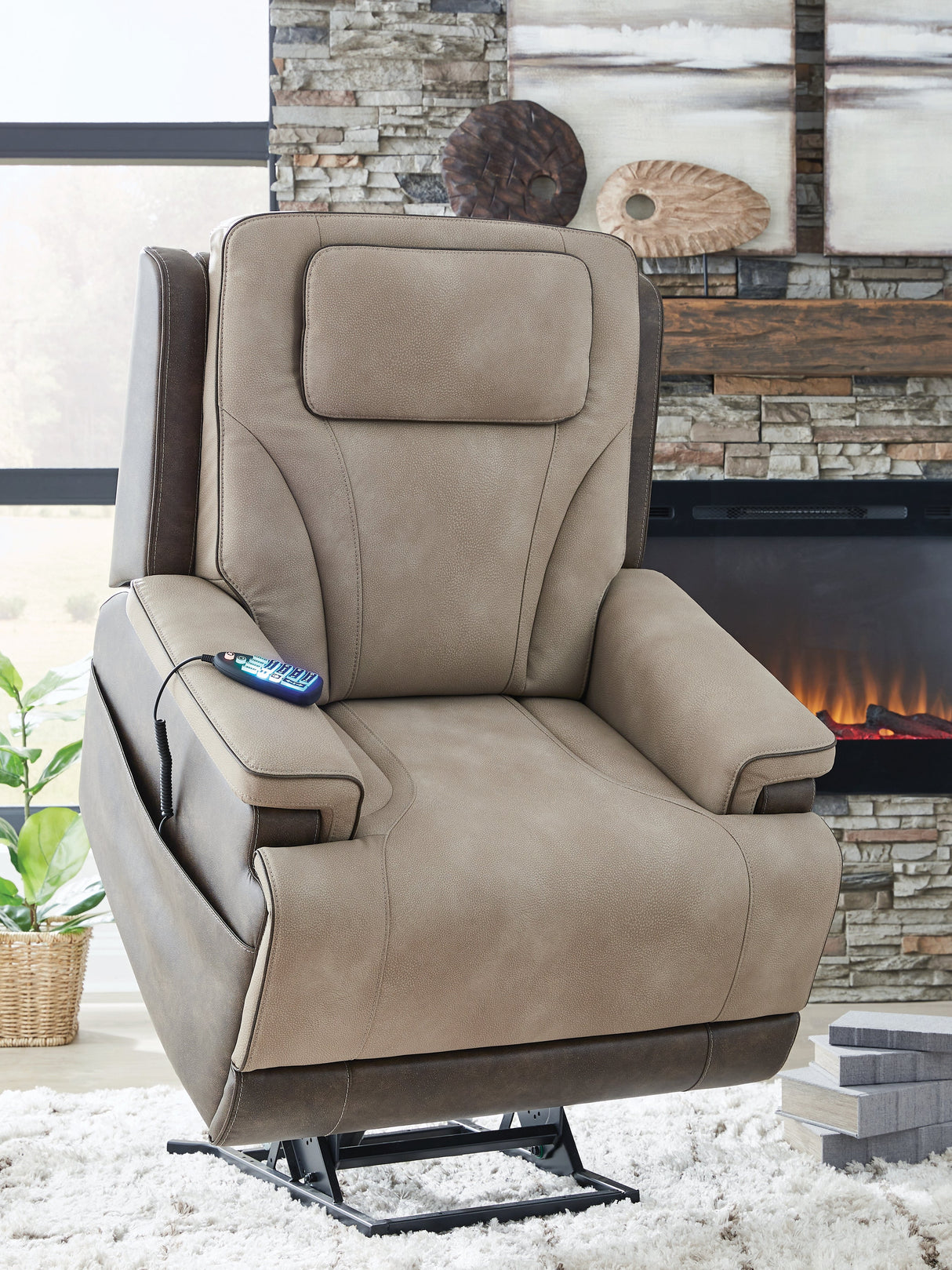 4Z-Peaceful Pause Sand Power Lift Recliner by Ashley at Eve Furniture