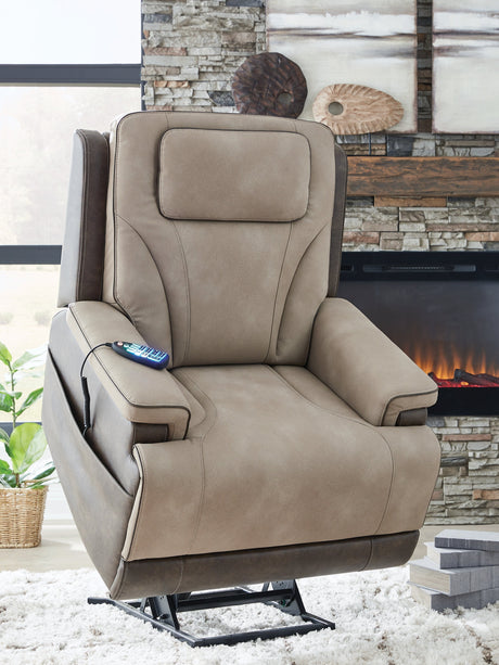 4Z-Peaceful Pause Sand Power Lift Recliner by Ashley at Eve Furniture