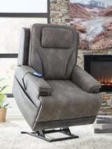 4Z-Peaceful Pause Slate Power Lift Recliner by Ashley at Eve Furniture