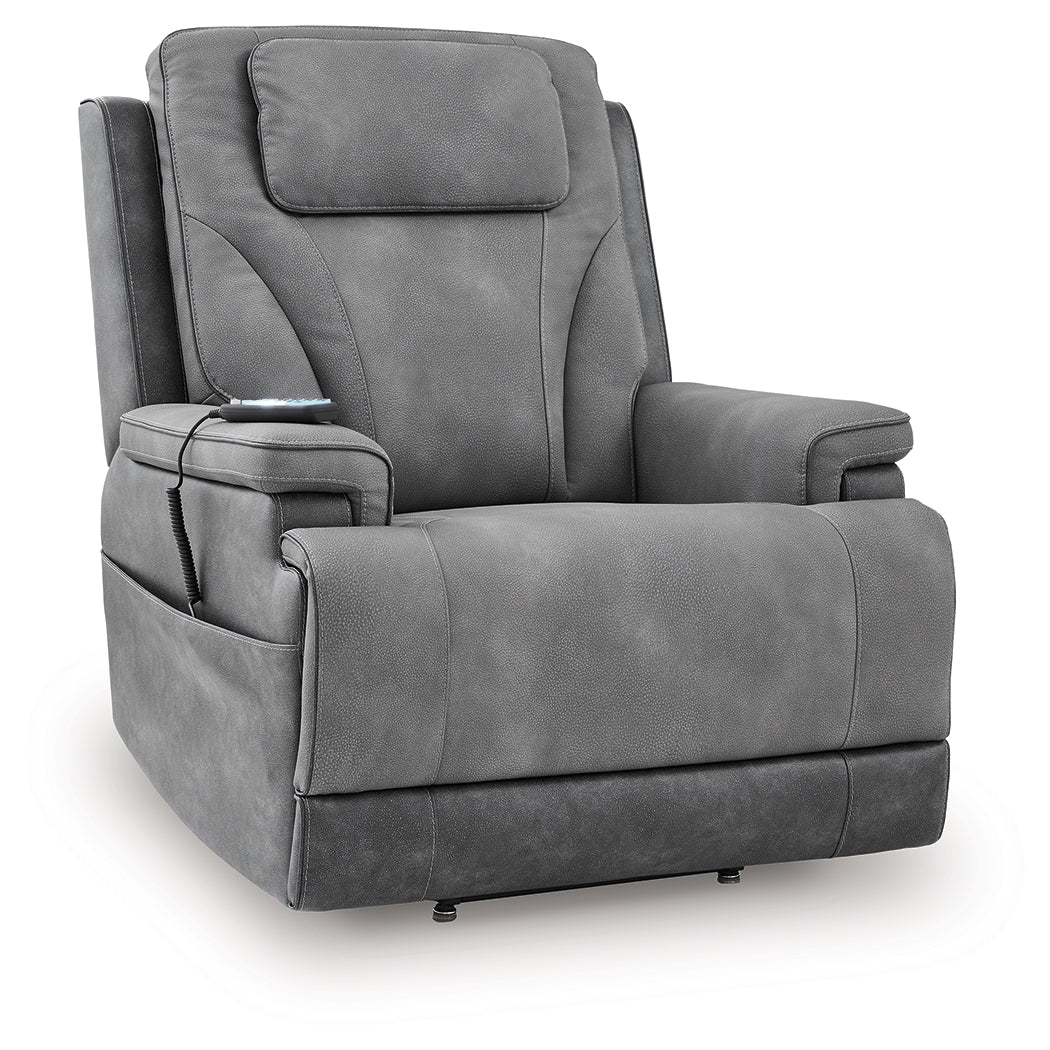 4Z-Peaceful Pause Slate Power Lift Recliner by Ashley at Eve Furniture