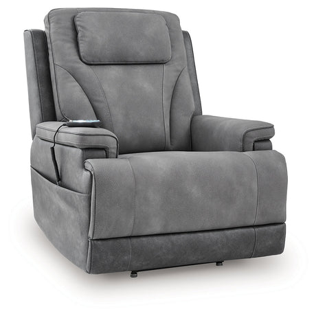 4Z-Peaceful Pause Slate Power Lift Recliner by Ashley at Eve Furniture