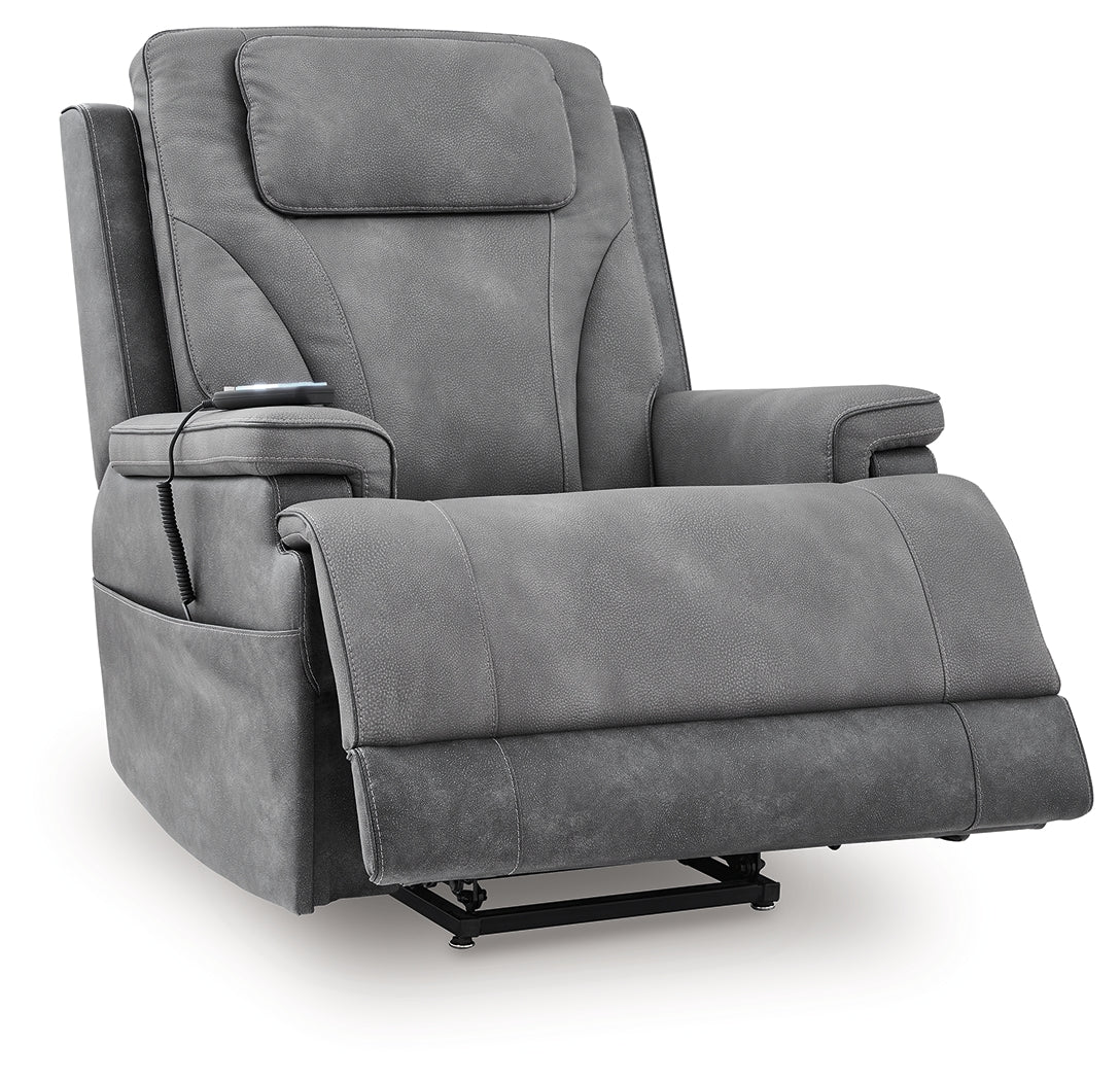 4Z-Peaceful Pause Slate Power Lift Recliner by Ashley at Eve Furniture