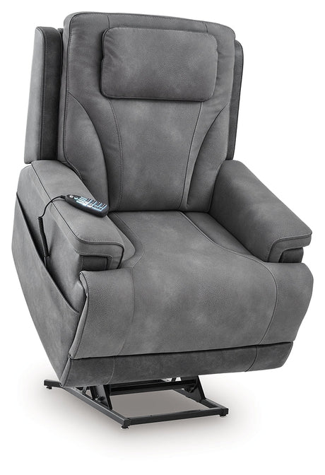 4Z-Peaceful Pause Slate Power Lift Recliner by Ashley at Eve Furniture