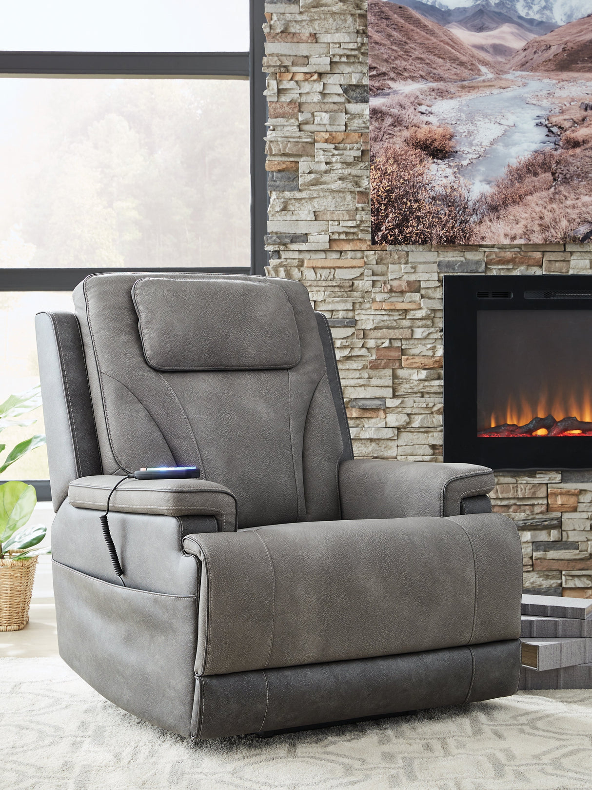 4Z-Peaceful Pause Slate Power Lift Recliner by Ashley at Eve Furniture