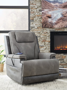 4Z-Peaceful Pause Slate Power Lift Recliner by Ashley at Eve Furniture