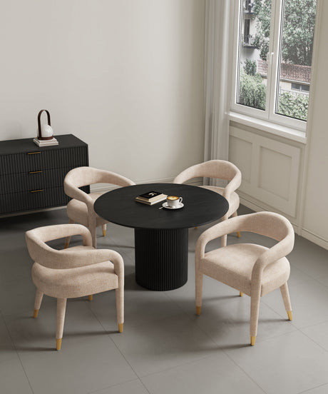 5-Piece Hathaway 47.24 Round Dining Set in Black with 4 Aspen Dining Chairs in Gold Dust by Manhattan Comfort at Eve Furniture